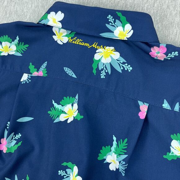 William Murray Shirt Mens S Short Sleeve Button Up Blue Floral Pattern Golf NEW - Picture 3 of 14